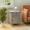 Farmhouse Nightstand with Charging Station, White Side Table, Rustic End