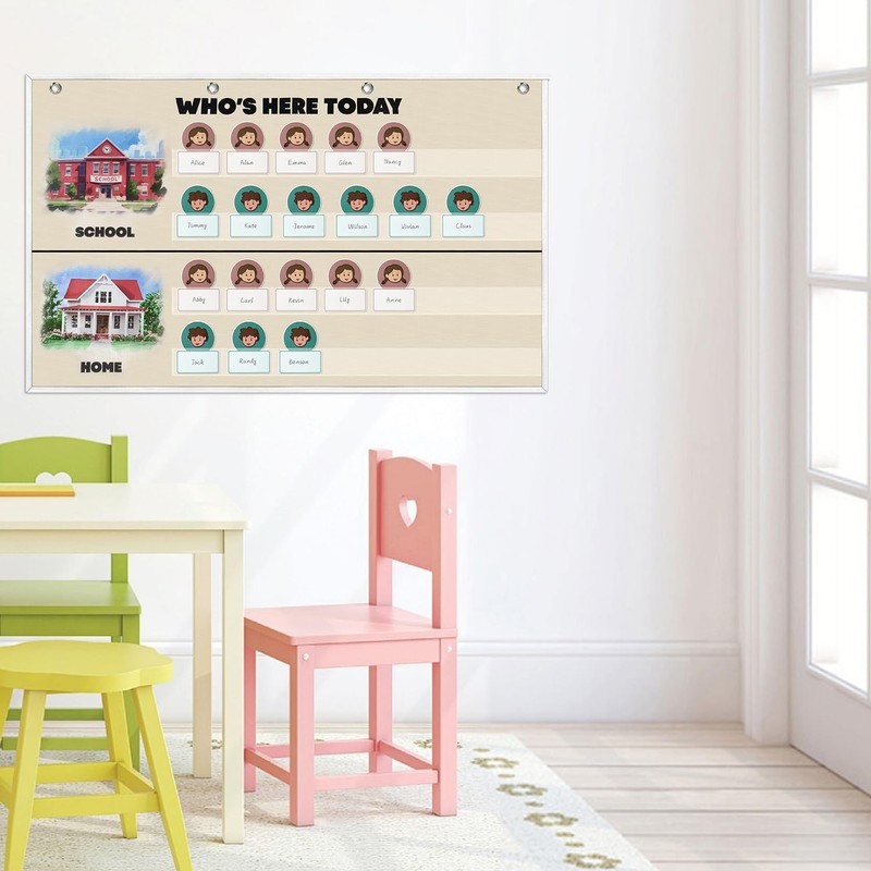 Attendance Pocket Chart for Classroom, Durable Classroom Management Pocket Chart