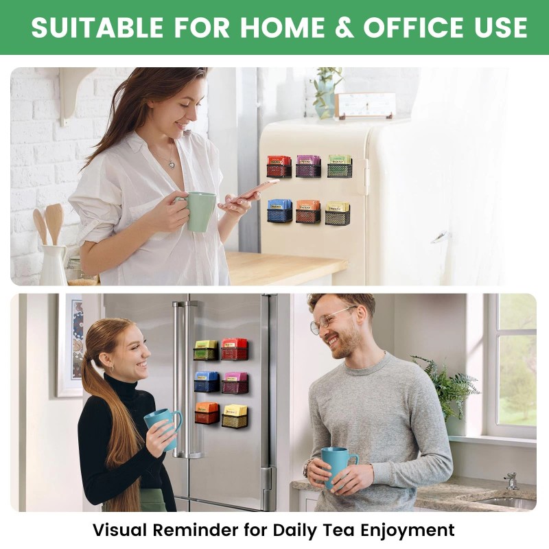 JUNLYNEST Magnetic Black Tea Bag Organizer Set of 6 Space