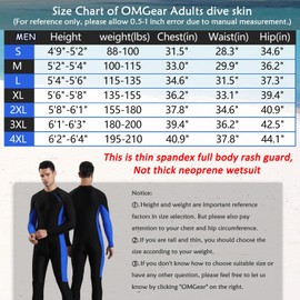 OMGear Diving Skin for Male Spandex Full Body Rash Guard One Piece Swimwear for Swimming Kayaking Surfing Snorkeling Diving Rafting(Ocean.4XL)