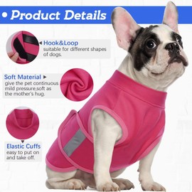 MIGOHI Dog Anxiety Relief Coat,Comfort Anxiety Vest for Dogs,Adjustable Anxiety Calming Wrap for Fireworks,Thunderstorms,Travel, Separation, Dog Anxiety Jacket for Small Dogs,S,Rosered