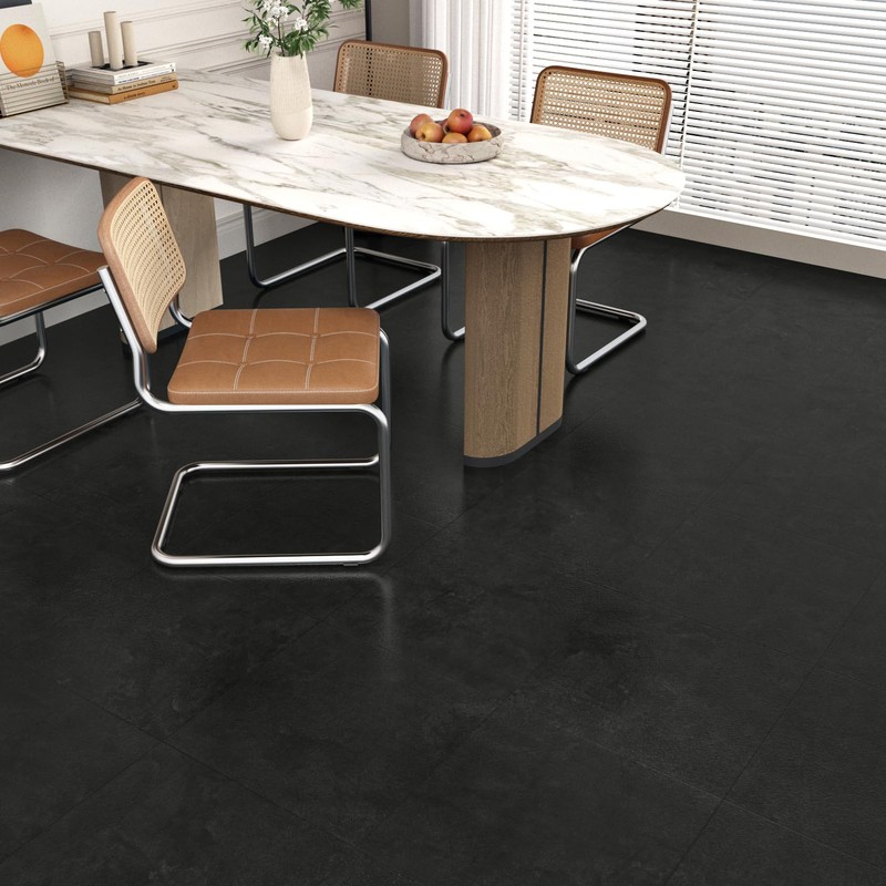 WESTICK Grey Black Marble Floor Tile Peel and Stick Flooring