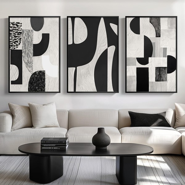 Cuspin Framed Black & White Abstract Wall Art Set, 3