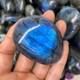 Hsthe Sea Natural Labradorite Plam Stones Natural Palm Stone with Energy Healing Crystals Polished Gemstone Large Reiki Crystal