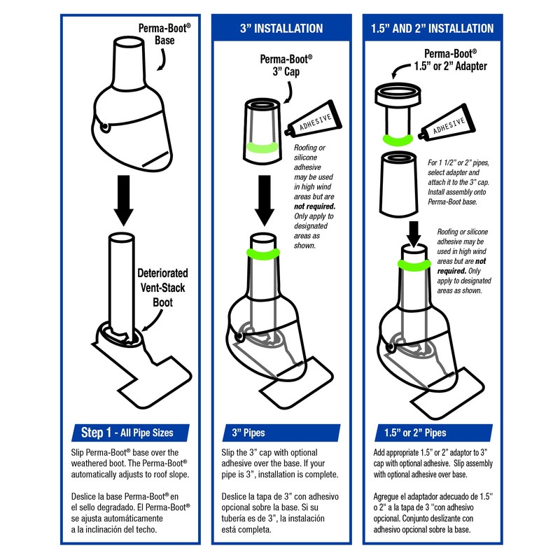 Perma-Boot Pipe Boot Repair Flashing Adjustable 1.5 in. I.D. to