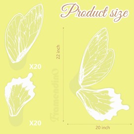 Framendino, 20 Set Butterfly Flower Wrapping Paper Clear Floral Wraps for Bouquets Packaging DIY Craft White