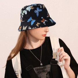 XYIYI Butterfly Bucket Hat Cooling Fishing Hats for Women, Reversible Double-Side-Wear