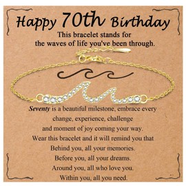 OAVOOK 70th Birthday Gifts for Women Wave Bracelet 70 Years Old Jewelry Decoration for mom, Grandma, Wife, Mother-In-Law