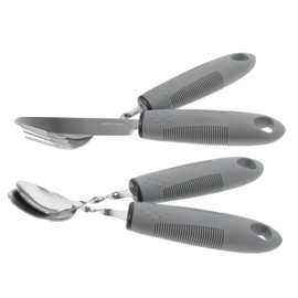 minkissy Stainless Steel and Plastic Adaptive Utensils Anti-skid Portable Disabled Person Cutlery Set
