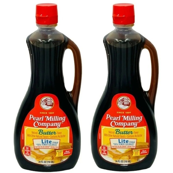 Pearl Milling Company Butter Lite Pancake Syrup 2 BOTTLES OF 24oz each Pack