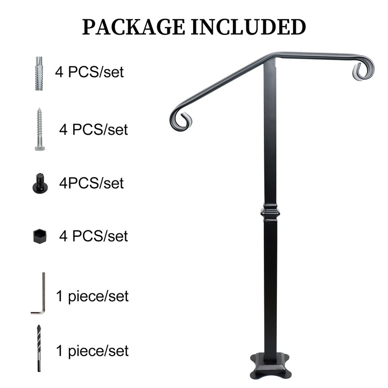 Handrail Railing, Single Post Handrail, Stair Railing for Concrete, Sturdy