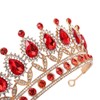 Vofler Queen Tiara Red Crystal Crown for Women Wedding Hair