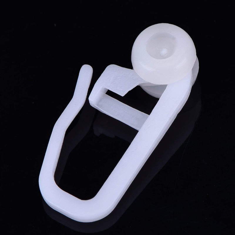 Rolling Curtain Clips White Plastic Curtain Hooks for Track Type