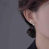 IRCOMULTI Silver Paved Crystal Ball Earrings Sparkling Rhinestone Double Ball