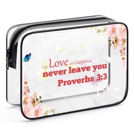 Religious Valentine Gifts for Women Cosmetic Bag Inspirational Bible Verse Makeup Bag Christian Faith Gifts for Friend Mom Employee Coworker Positive Christmas Birthday Gift Zipper Toiletry Pouch