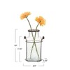 Creative Co-Op Glass vase in Metal Stand with Metal Frog