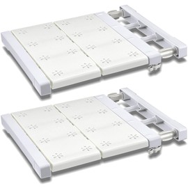 Gerrii 2 Pcs Closet Tension Shelf Rod Expandable Shelf Locker Organizer Adjustable Storage Rack Scalable Layered Divider Separator for Cabinet Wardrobe Kitchen Bathroom (28.74''-49.21'')