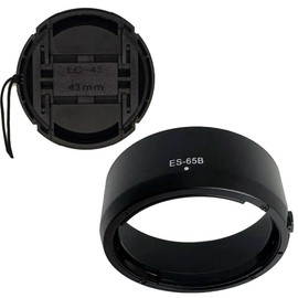ES-65B Lens Hood & 43mm Lens Cap Compatible for Canon EOS R6 R5 RP R Camera kit RF 50mm F1.8 STM Lens (2 Pack)