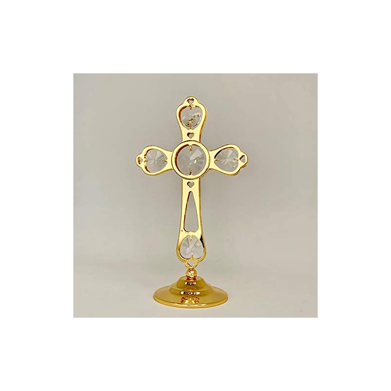 Cross, 24k Gold Plated Austrian Crystal Free Standing Figurine