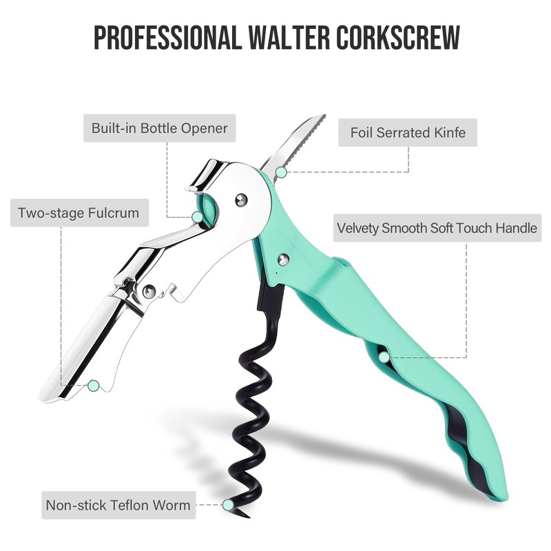 Soft Velvet Touch Waiters Double Hinge Corkscrew Wine Key Bottle