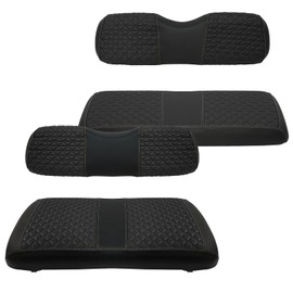 XUANYUDG0769 Golf Cart Front and Rear Seat Covers for EZGO TXT 1994-2013 and B-Shaped Aftermarket Rear Seat, Vinyl Leather Made/Adjustable Straps and Retractable Buckle/No Stapler Required,4PCS