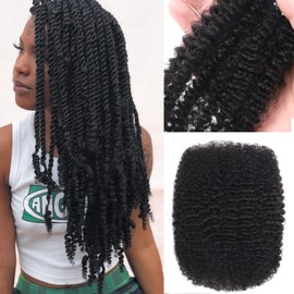 Afro Kinkys Human Hair Bulk 50g/Pack Natural Black 100% Human Hair Soft 4C Afro Kinky Bulk Human Hair for Locs Extensions/Twists/Braids (Natual Black, 22 Inch)