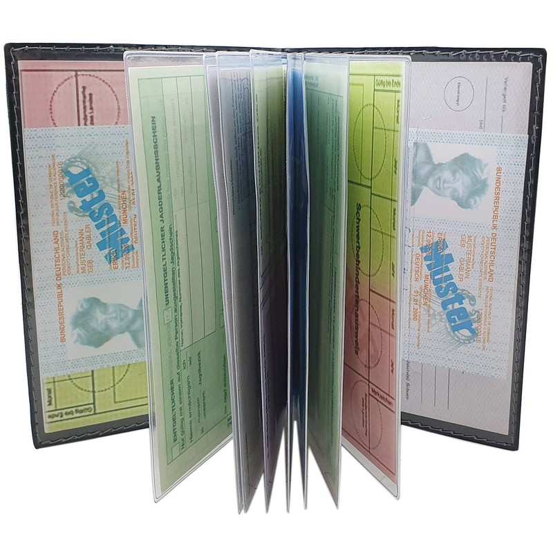 myledershop Large Elegant ID Folder 18 Compartments MJ-Design-Germany Made in