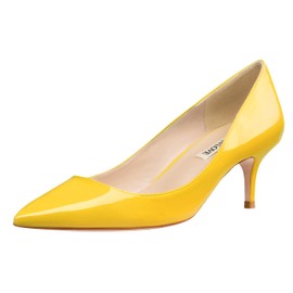 JOY IN LOVE Women's Shoes Low Heels Pointy Toe Kitten Heel Daily Pumps Yellow 7.5 US