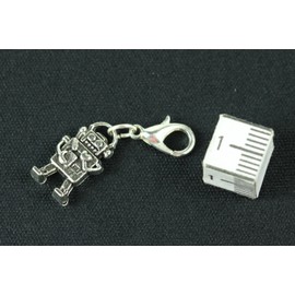 Miniblings Robot Charm Steampunk Heart 18 mm Silver – Handmade Fashion Jewellery I Silver Plated Pendant Charm Bracelet – Pendant for Bracelet, Metal, No Gemstone