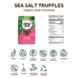 Alter Eco | Deep Dark Sea Salt Truffles | 58% Pure Dark Cocoa, Fair Trade, Organic, Non-GMO, Gluten Free Dark Chocolate Truffles (10 Count (Pack of 1))