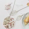 Dishowme Leaf Necklace Earrings Set 3Pcs Lariat Leaf Pendant Necklace