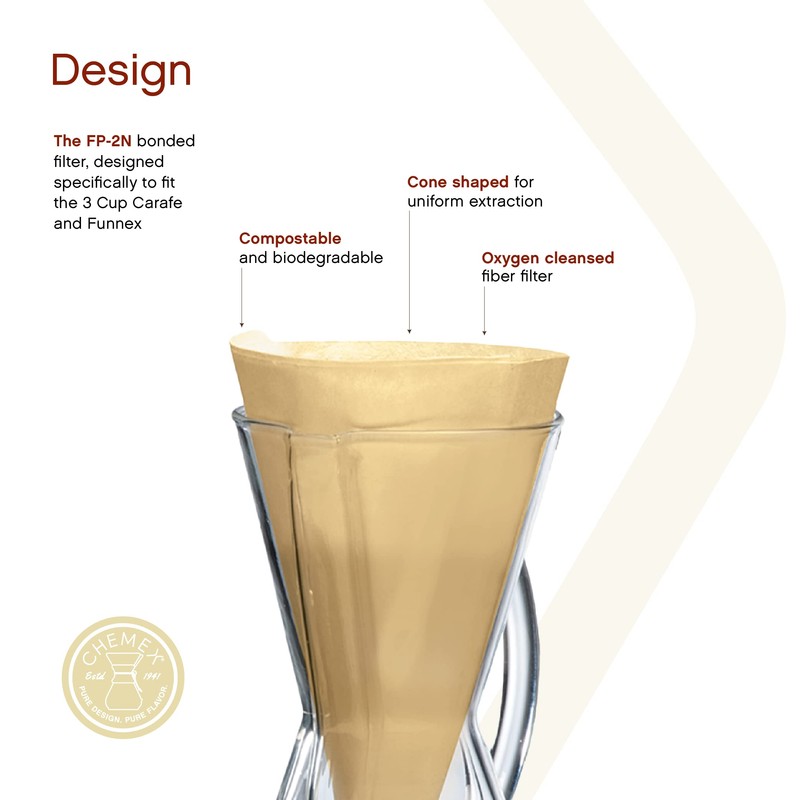 Chemex Filter - Natural Half Moon - 100 CT -