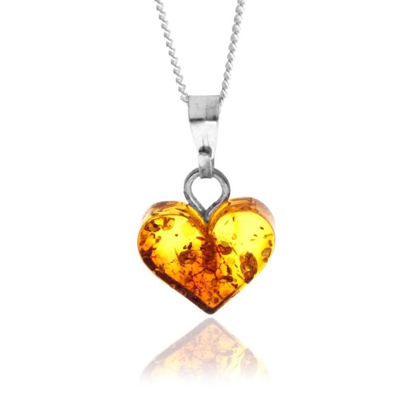 SilverAmber Jewellery UK - Genuine Tiny Baltic Amber Carved Heart
