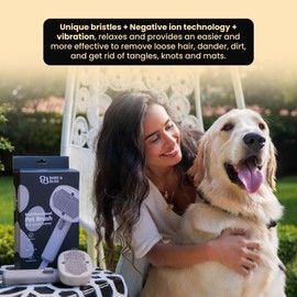 Bark&Bliss Pet Brush — Self-Cleaning Slicker Brush, Dog Grooming Tool & Cat Brush, Deshedding Dog Brush — Vibration Massage, Undercoat Brush Cat/Dog Comb for All Pet Hair