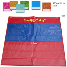 amzoya Attendance Pocket Chart with 72 Student Cards-Classroom Behavior Tracker for Perschool to Elementary,Pocket Chart for Classroom…