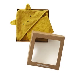 VERTBAUDET Organic Collection: Hooded Bath Towel & Wash Mitt, mustard yellow