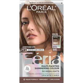 L'Oréal Paris Feria Multi-Faceted Shimmering Permanent Hair Color, B61 Downtown Brown (Hi-Lift Cool Brown) (1 Kit) Hair Dye