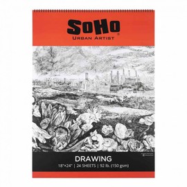 SoHo Urban Artist Softcover Drawing Pad 18x24" - 92 lb. (150gsm), 24 Sheets, Drawing Paper Pads for Artists, Travel, Illustrations, & More