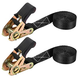 Colorich Pack of 2 Tie Down Straps Black 4 m, Robust 800 kg Tie Down Straps with Ratchet 2.5 cm x 4 m, Adjustable Lashing Straps with Clamping Lock for Transport, Cargo, Luggage, Camping