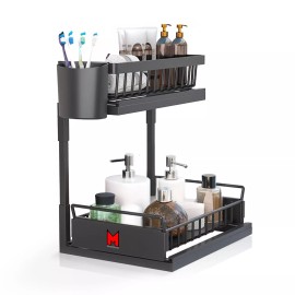 Maestrox 2-Pack L-Shaped Sliding Under-Sink Organizers, Designed for Tight Space