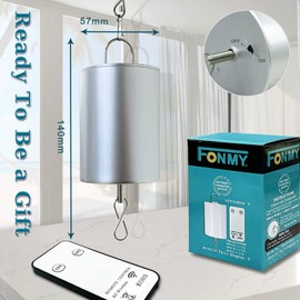 FONMY Wind Spinner Motor with Remote Battery Operated 20RPM Hanging Display Rotating Motor for Disco Ball Baby Crib Wind Chime Mobile Yard Decor Ornaments Outdoor Sculptures-Silver Color-Medium Speed