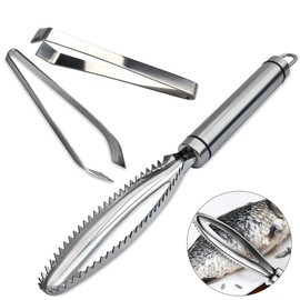 Fundament Fish Scaler 304 Stainless Steel Fish Scale Remover Kitchen Aid Professional Fish Scaler Fish Scraper Flat Slanted Bone Tongs