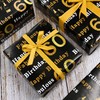 60th Birthday Wrapping Paper,5Pcs 50 * 70cm Black Gold Wrapping