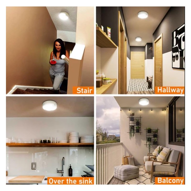 TOOWELL Motion Sensor Ceiling Light Battery Operated Indoor/Outdoor LED Ceiling