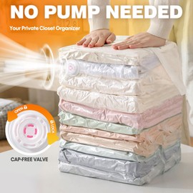 8 Pack Vacuum Storage Bags Jumbo, Vacuum Seal Bags for Clothing, 1 Jumbo+2 Large+2 Medium+3 Small, 80% Space Saver Bags for Clothes, Pillows, Comforters, Blankets,Home Travel Essentials(8 Combo)