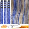 CelineBella Blue Tinsel Hair Clip In for Girls 24 Inch
