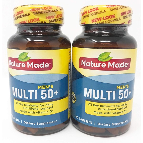 Nature Made Multi for Him 50+ Dietary Supplement Tablets 90 ea (Pack of 2)