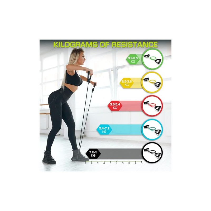 ProSource Fit Tube Resistance Bands Set with Attached Handles, Door