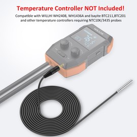 WILLHI Temperature Sensor Probe NTC 10K/3435, Waterproof 304 Stainless Steel Probe, Food-Grade Sensor, 6.6 Feet Long with 3.5mm Audio Plug
