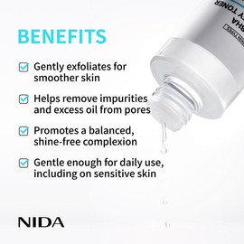 NIDA AHA BHA Clarity Toner Daily Exfoliant Skincare Soothing